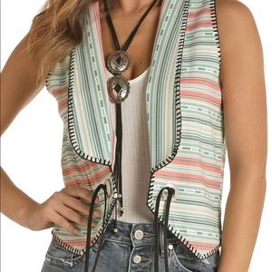 Rock & Roll Cowgirl serape striped vest-NWT